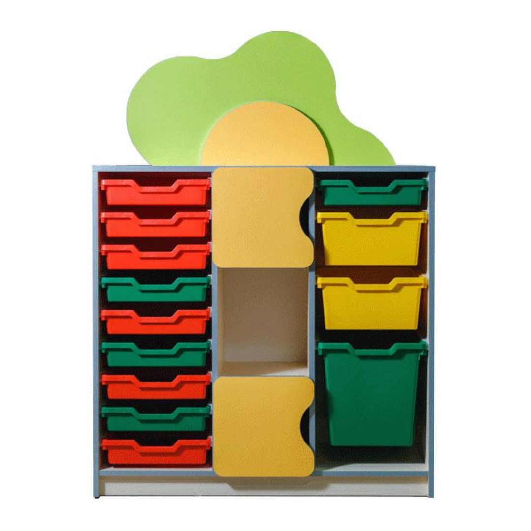 Дитяча шафа "Квіткова поляна" елемент №11, комплект. лотками різних розмірів, для зберігання дитячих речей, АЛМАНТ, 973х400х1365 мм.